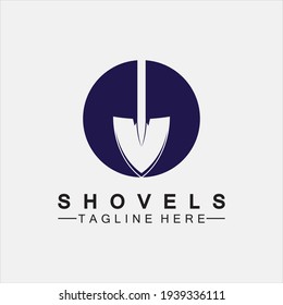 Shovel logo vector icon symbol illustration design.Shovel icon isolated on white background. Gardening tool. Tool for horticulture ,agriculture ,farming. Vector Illustration