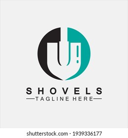 Shovel logo vector icon symbol illustration design.Shovel icon isolated on white background. Gardening tool. Tool for horticulture ,agriculture ,farming. Vector Illustration