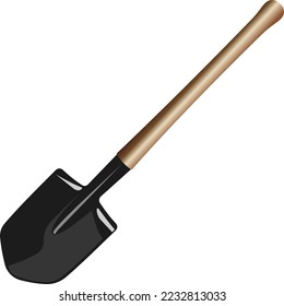 Shovel with a long handle. Digging tool. Hand labor.Vector illustration.