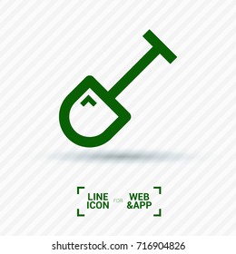 Shovel minimal vector icon. Spade flat line icon for websites and mobile minimalistic flat design.
