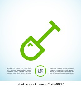 Shovel minimal vector icon. Spade flat line icon for websites and mobile minimalistic flat design.