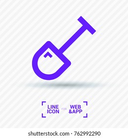 Shovel minimal vector icon. Spade flat line icon for websites and mobile minimalistic flat design.