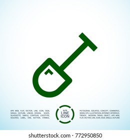 Shovel minimal vector icon. Spade flat line icon for websites and mobile minimalistic flat design.