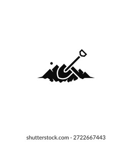 Ideia do logotipo da mineração da pá de minerais.