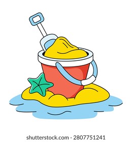 Shovel with mud and basket denoting concept of mud pail 