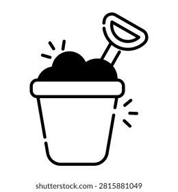 Shovel with mud and basket denoting concept of mud pail 