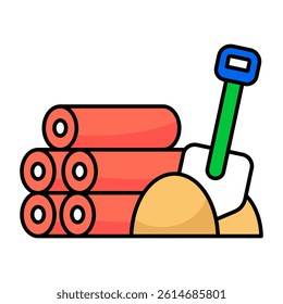 Shovel with mud denoting concept of digging