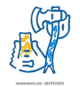 shovel or multi tool ax doodle icon sketch vector. shovel or multi tool ax sign. isolated symbol illustration