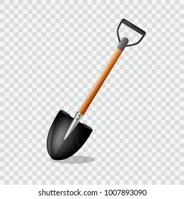 Shovel on checked background. Gardening tool on checked background. Isolated shovel 