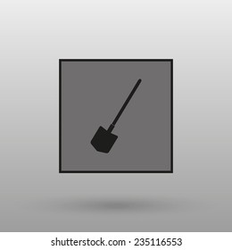 shovel on a gray background with shadow. vector