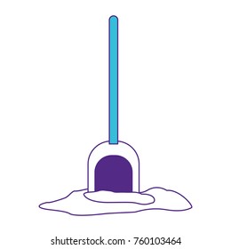 shovel on land in color sections silhouette