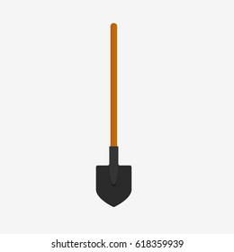 Shovel on white. Flat vector cartoon illustration