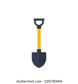 Shovel on white, vector icon in flat style