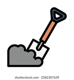 Shovel outline color icon. use for modern concept, print, UI, UX kit, web and app development. Vector EPS 10, related to industrial, business, finance, investment.