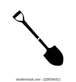 Shovel, peel, scoop, spade, tool icon. Black vector graphics.