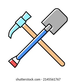 shovel and pickax color icon vector. shovel and pickax sign. isolated symbol illustration