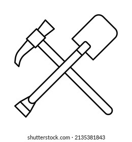 shovel and pickax line icon vector. shovel and pickax sign. isolated contour symbol black illustration