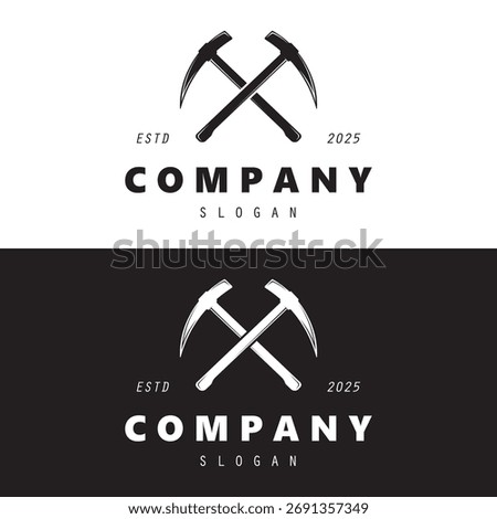 Shovel and pickaxe hand tool logo for agriculture, excavation,building, mining foundation, gardening vector 