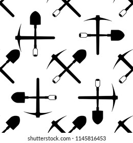 Shovel And Pickaxe Icon Seamless Pattern Vector Art Illustration