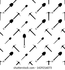Shovel And Pickaxe Icon Seamless Pattern Vector Art Illustration