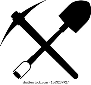 Shovel And Pickaxe Icon Vector Illustration