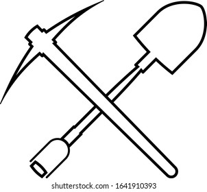 Shovel And Pickaxe Icon Vector Illustration