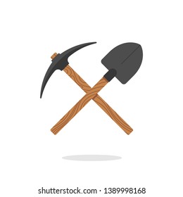 Shovel and pickaxe tools. Concept symbol mining industry equipment. vector Illustration isolated on white background in flat style