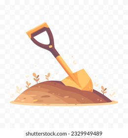 Shovel and pile of ground. Vector illustration