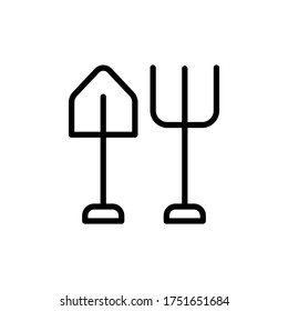 Shovel, pitchfork icon. Simple line, outline vector elements of agriculture icons for ui and ux, website or mobile application