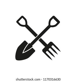 shovel and pitchfork icon in trendy flat design