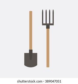 Shovel and pitchfork. The instruments of labor to work on the ground. Tools.