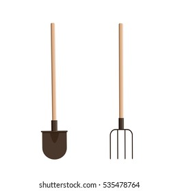 Shovel and pitchfork. Vector illustration