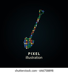 Shovel - pixel icon. Vector Illustration. Design logo element. Isolated on black background. It is easy to change to any color.