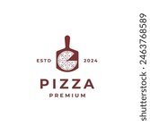 Shovel with pizza for italian food logo design template vector illustration
