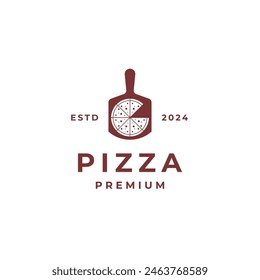 Shovel with pizza for italian food logo design template vector illustration