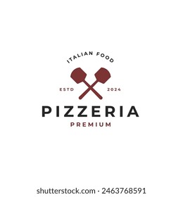 Shovel with pizza for italian food logo design template vector illustration