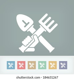 Shovel and rake icon
