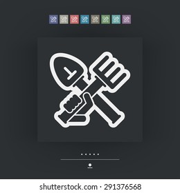 Shovel and rake icon