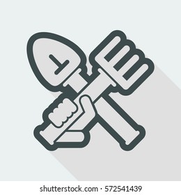 Shovel and rake icon