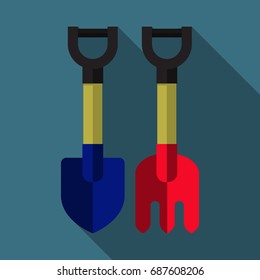 shovel and rake icon.