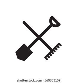 shovel and rake icon illustration isolated vector sign symbol