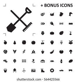 shovel and rake icon illustration isolated vector sign symbol