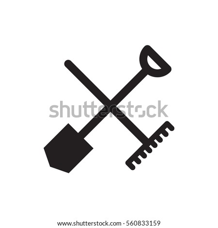 shovel and rake icon illustration isolated vector sign symbol