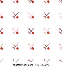 shovel and rake icon pattern seamless white background. Editable filled shovel and rake icon. shovel and rake icon pattern for web mobile.