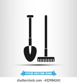 Shovel rake icon vector illustration eps10.