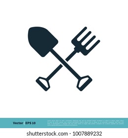 Shovel and Rake Icon Vector Logo Template Illustration Design. Vector EPS 10.