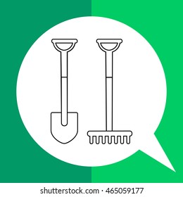 Shovel and Rake Line Icon