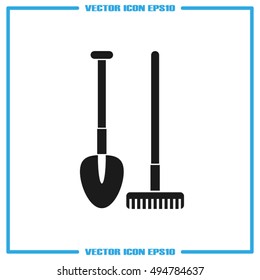 Shovel rake vector icon