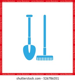 Shovel rake vector icon