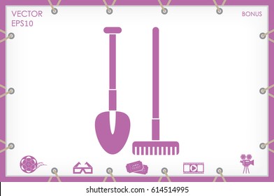 Shovel rake vector icon